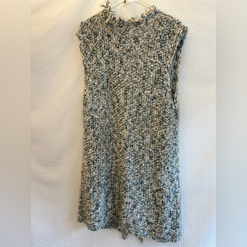 Chico’s Sleeveless Open Front Marled Knit Long Cardigan Vest Blue Brown 2 Large - Picture 3 of 10